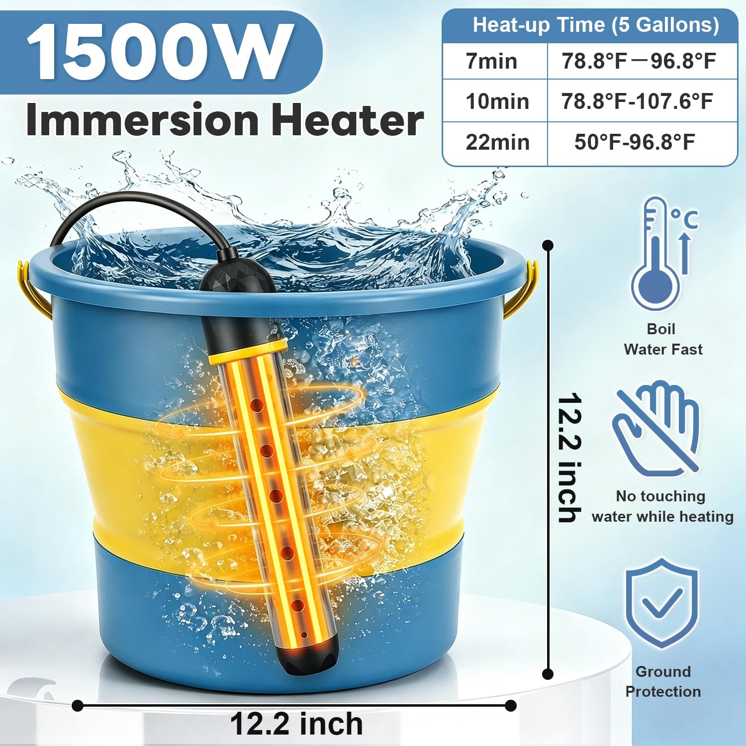 2026 Upgraded Portable Shower with Heater, 6000mAh Rechargeable Camping Shower Pump with LED Display, 3 Spray Modes 5 Gal Foldable Bucket, Outdoor Shower for Hiking RV Travel Pet Bath Car Washing