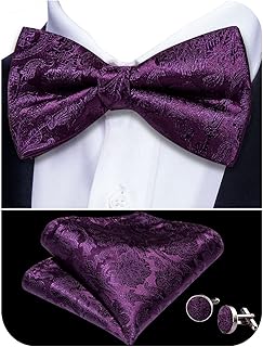 Sponsored Ad - YOHOWA Men's Pre-Tied Bow Tie Formal Silk Adjustable Colorful Bowties for Men/Boys Handkerchief Cufflinks Set