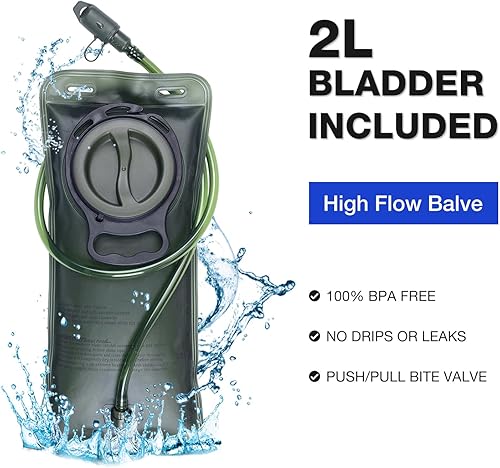 Miniatura 3 de Mochila de hidratación, mochila de hidratación de búfalo de agua con bolsa de agua de 2 L, mochila de agua para deportes al aire libre, correr,