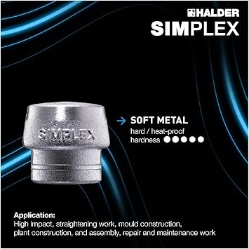 Halder 3779050 Superplastic/Soft Metal Mallet with Fibre-Glass Handle, Multi-Colour, 50 mm