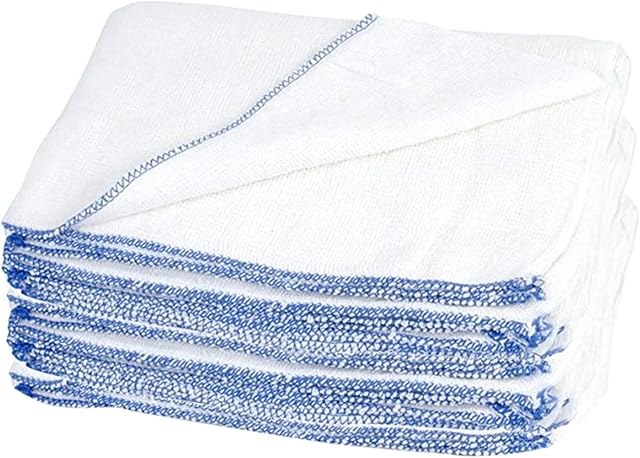 Acai Dishcloths Super Soft Absorbent Household Cleaning Scrubbing Cloth Washing Up Heavy Duty Cotton Dish Cloths Kitchen Glass Window Home Accessories Reusable White Tea Towel 35cm X 50cm (Pack Of 5)