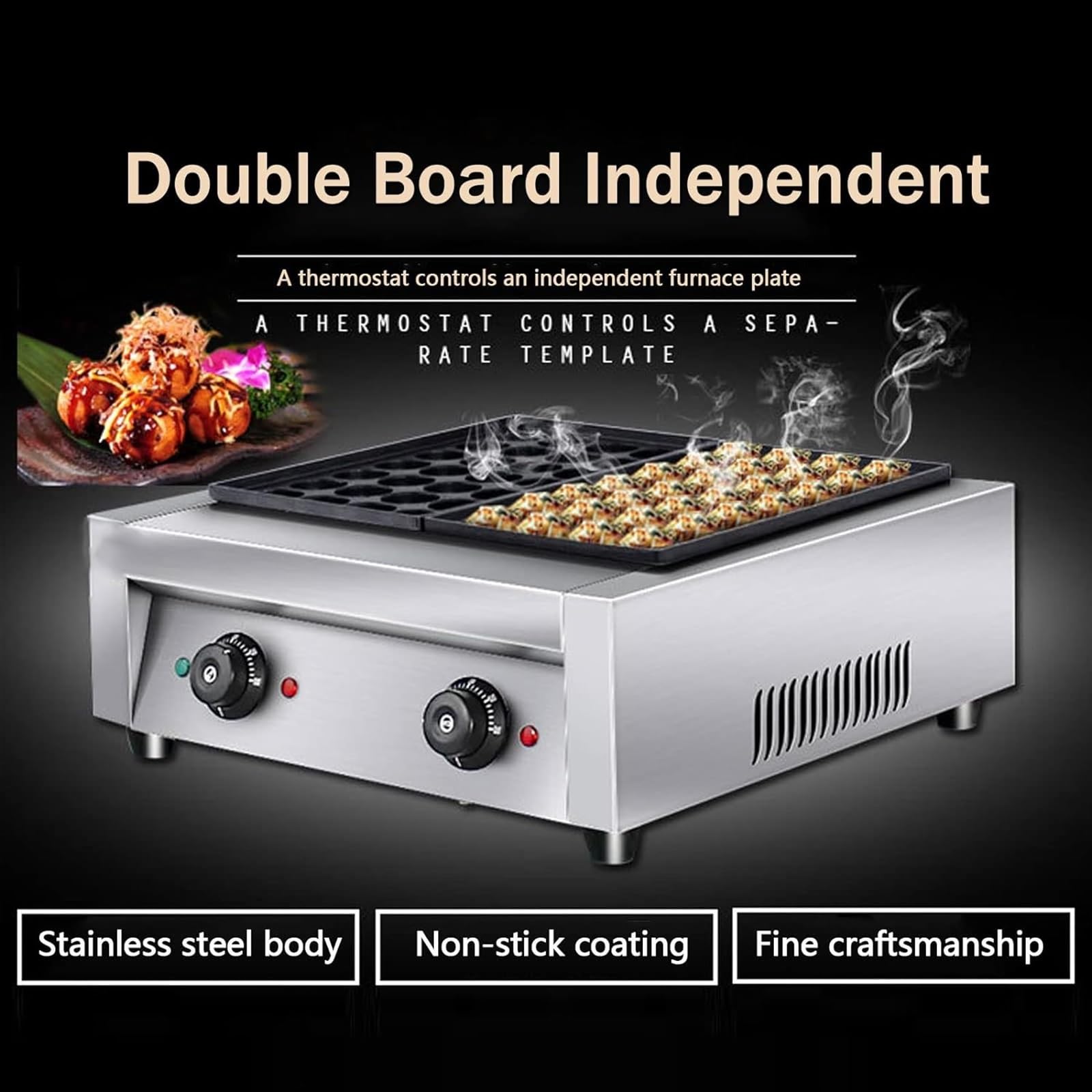 Machine à Takoyaki électrique, poêle à Boules de Poulpe Takoyaki, Takoyaki antiadhésif pour Griller, poêle à Frire, Plaque de Cuisson, Machine à Takoyaki (Aluminum Style1)