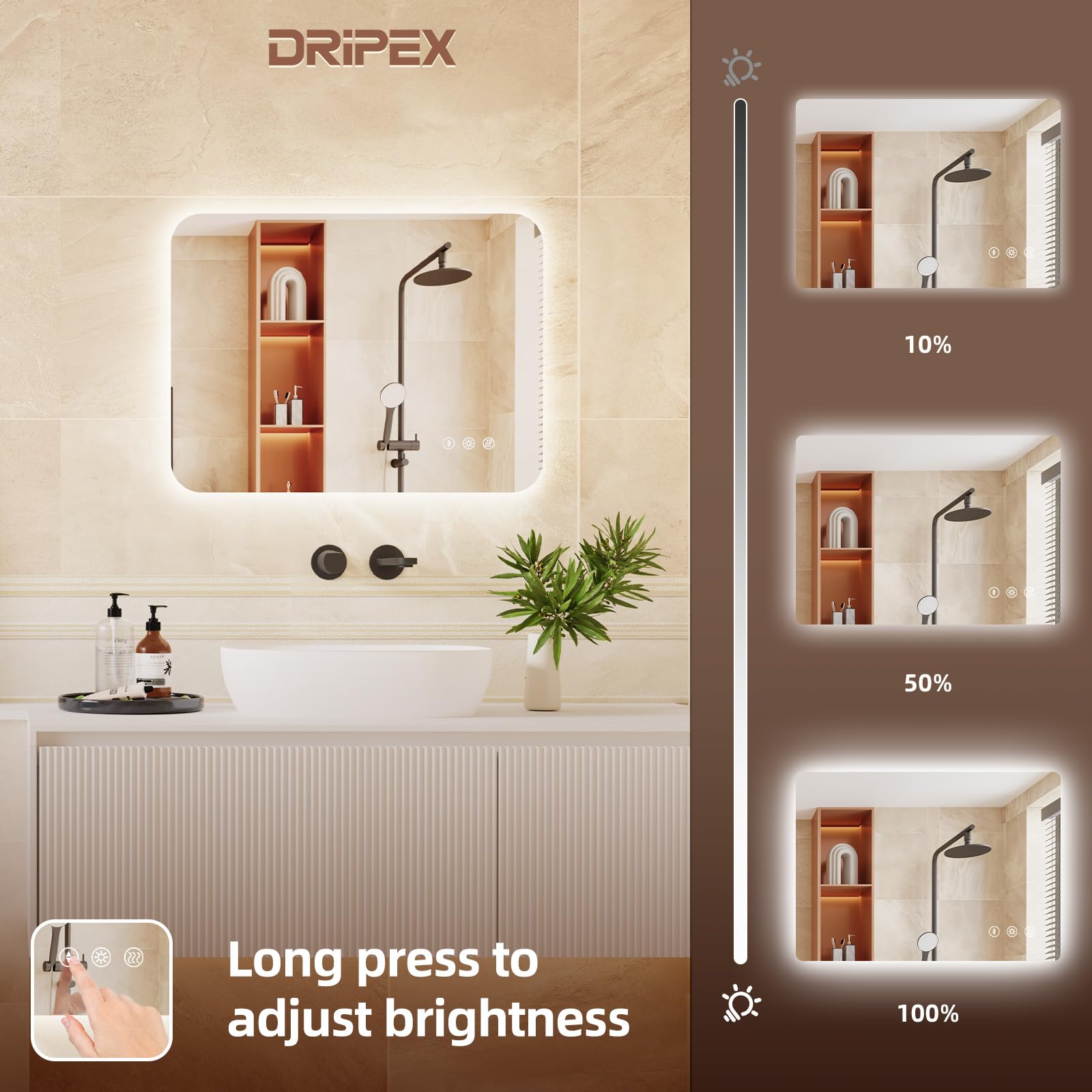 Specchio Da Bagno Led 60 Cm Con Luce Frontale Retroilluminato E Antiappannante Bound 1