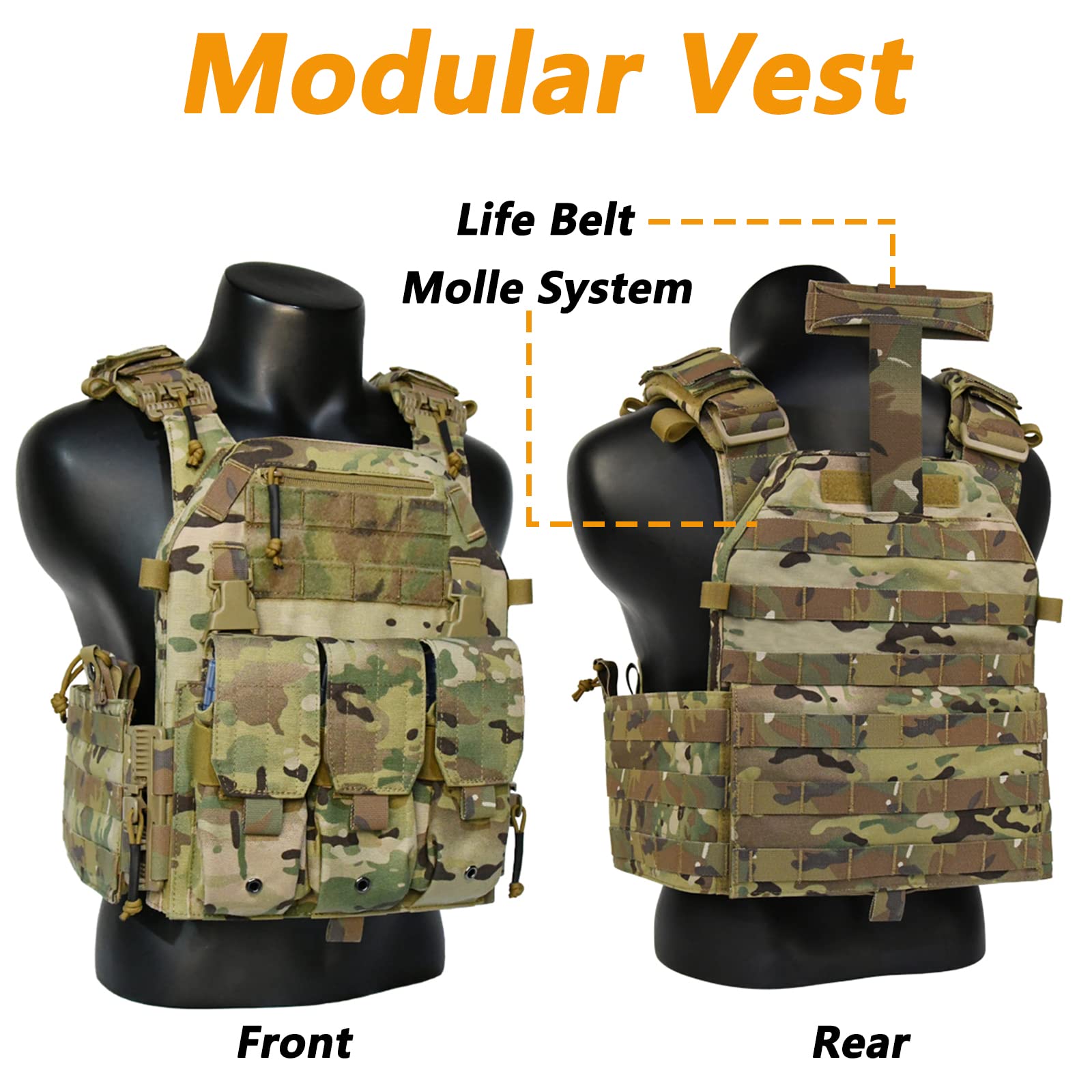 TWINFALCONS Gilet Tattico Leggero Molle con Mag Pouch Nylon 1000D Airsoft Gilet Giubbotto Compatibile MOLLE a Sgancio Rapido per Caccia Paintball Airsoft CS