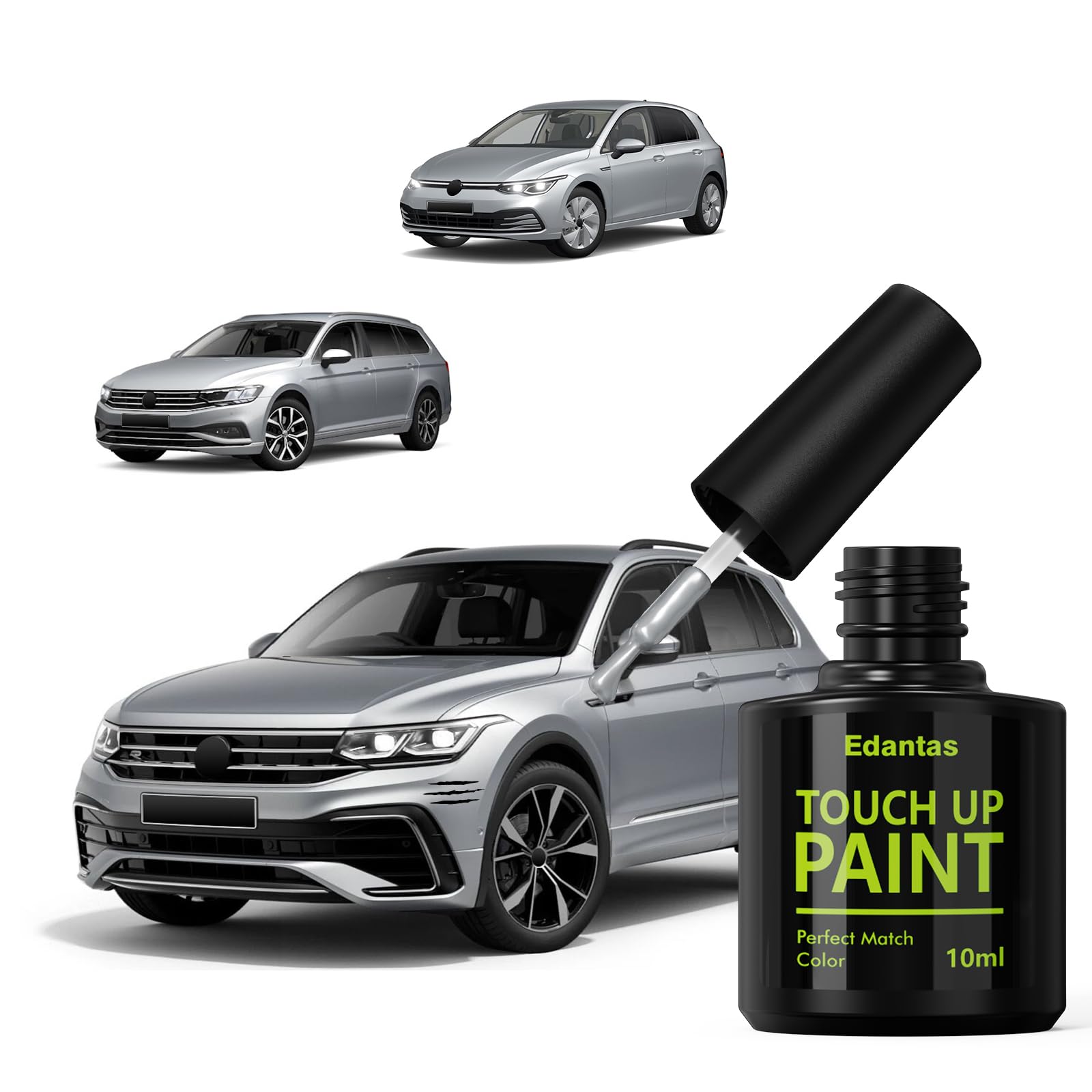 LA7W Reflex Silver Touch Up Paint for Volkswagen Cars, Professional Auto Touch-up Paint Scratch Repair Kit, Automotive Paints Exact Match Compatible with Atlas/Jetta/Tiguan/Golf/GTI/CC/Passat