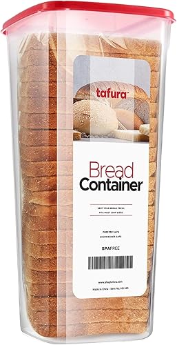 Miniatura 2 de Tafura Contenedor de pan  Caja de pan de plástico sin BPA  Contenedorsoporte para panes caseros y productos horneados con tapa hermética blanca
