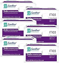 Papel Toalha Interfolhado Folha Tripla Santher Maxima Absorção 1200 Folhas