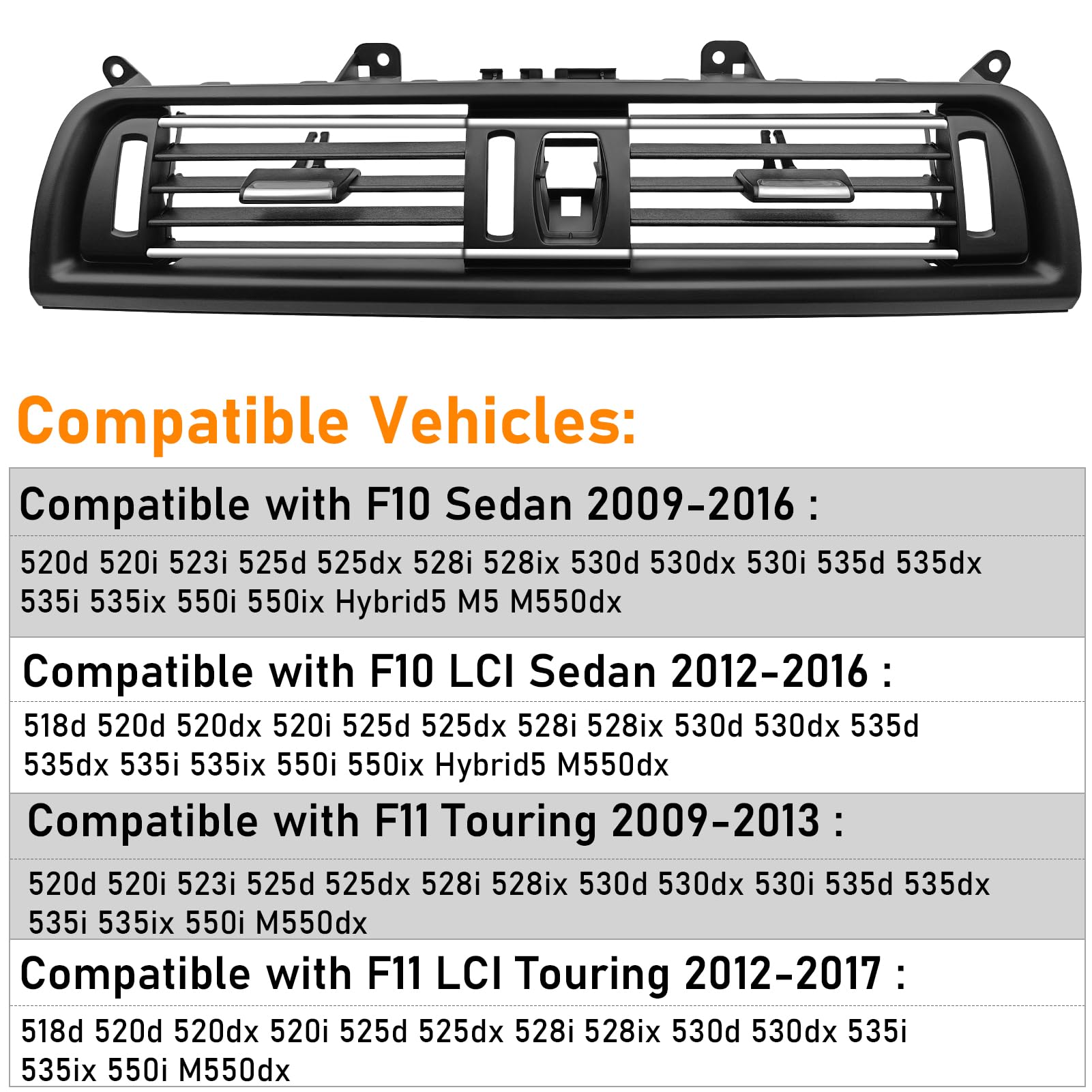 Grille de Ventilation Compatible avec bmw Série 5 F10 F11 Grille Aeration Avant F10 F11 520 523 525 528 530 535 550 2010-2016 (Model B)