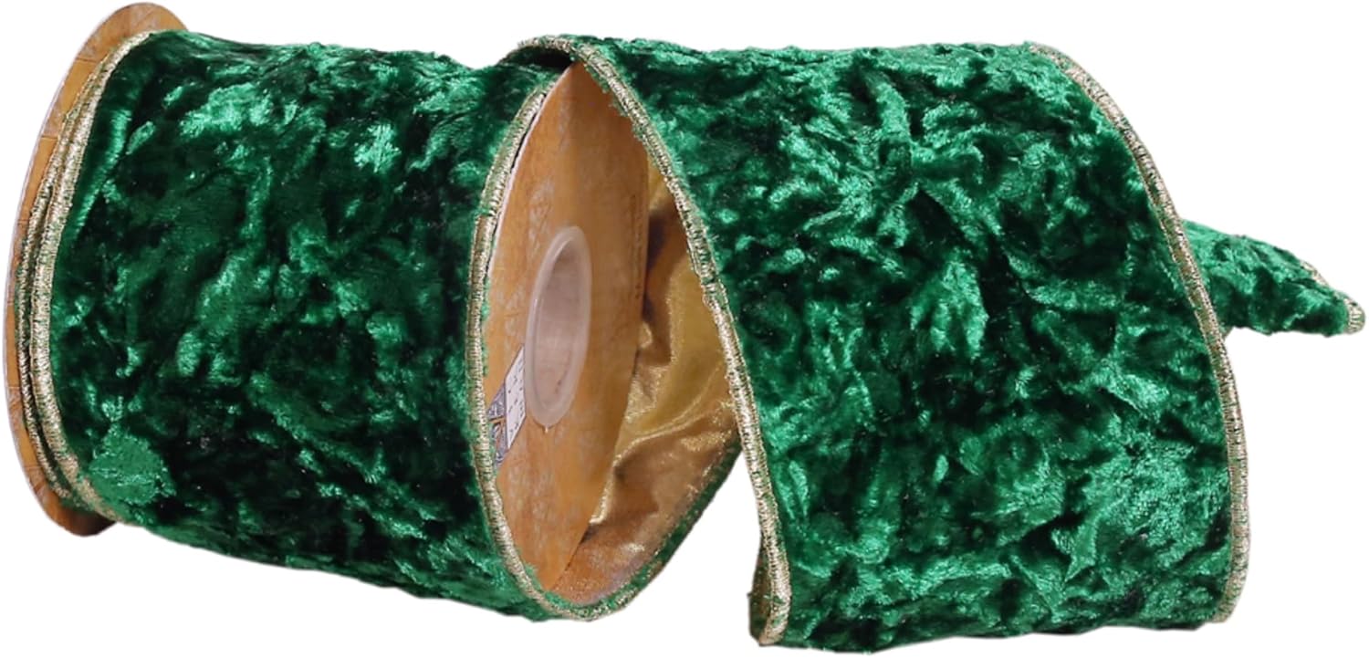 Vickerman 4" x 5 Yards Light Blue Crushed Velvet Wired Edge Christmas Ribbon.