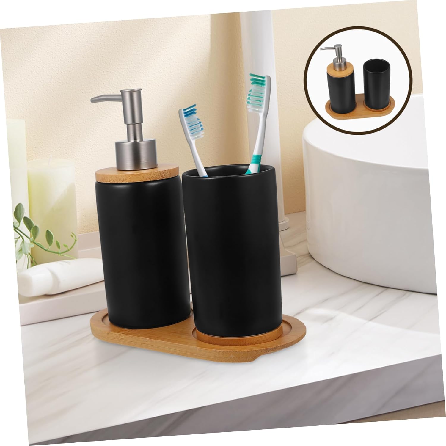 Nordic Home Bathroom Sink Cup Brush Holder Soap Dispenser Set Elegant Toothbrush Cup for Daily Use