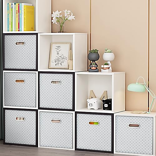 Vista 119 de Contenedores de almacenamiento de tela de tela, organizador de cubos de tela con asas dobles, cestas de almacenamiento plegables para el hogar