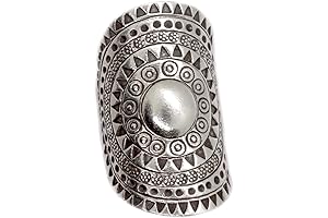 Sterling Silver Boho Statement Solar Mandala Adjustable Ring