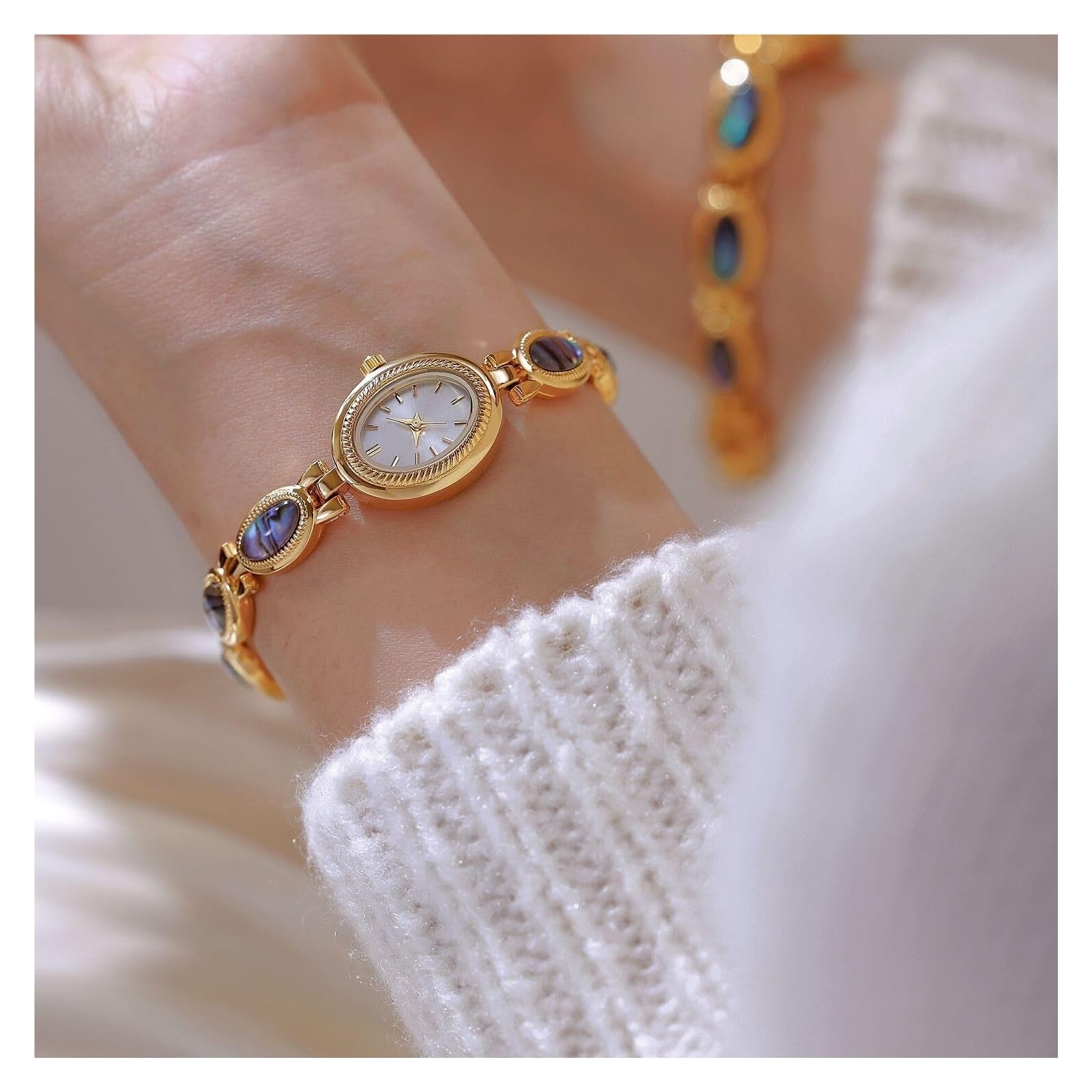 Orologi da donna di lusso vintage con bracciale in giada, quadrante ovale, moda, delicato, impermeabile, al quarzo, orologio da polso da donna watch