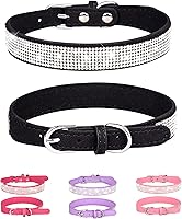 Vista 14 de Collar de perro para perros pequeños, collares ajustables de cuero de gamuza para perro, collar de perro rosa para gato, collar de perro