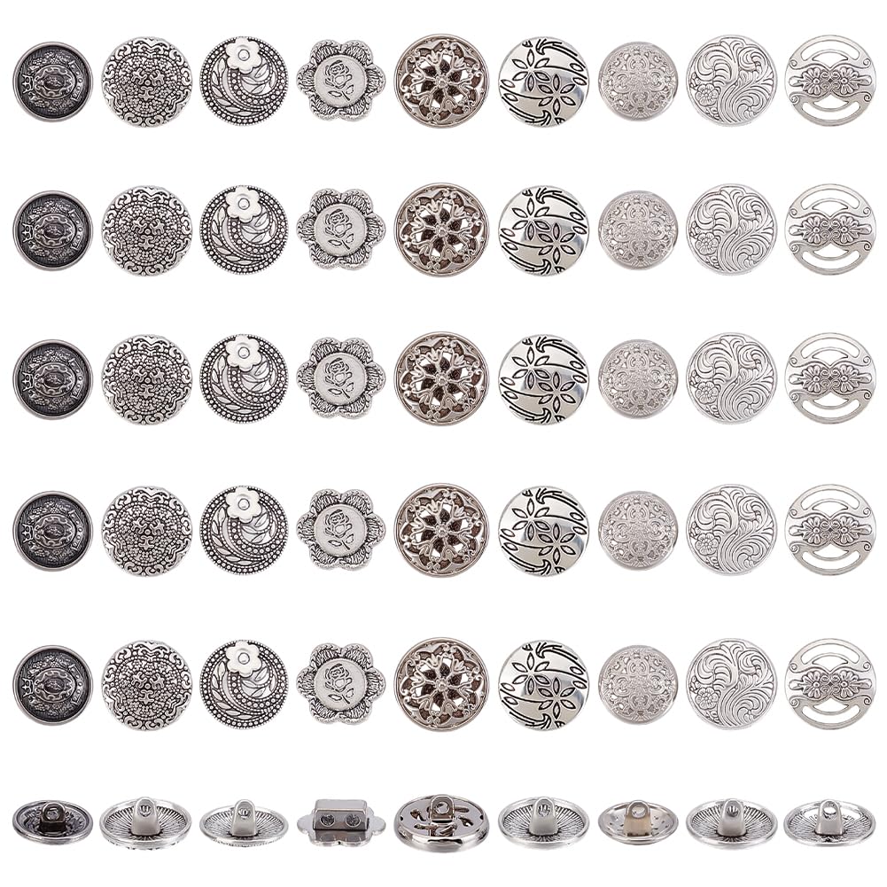 Boutons vintage en alliage argenté pour customiser vos vestes et jeans rétro