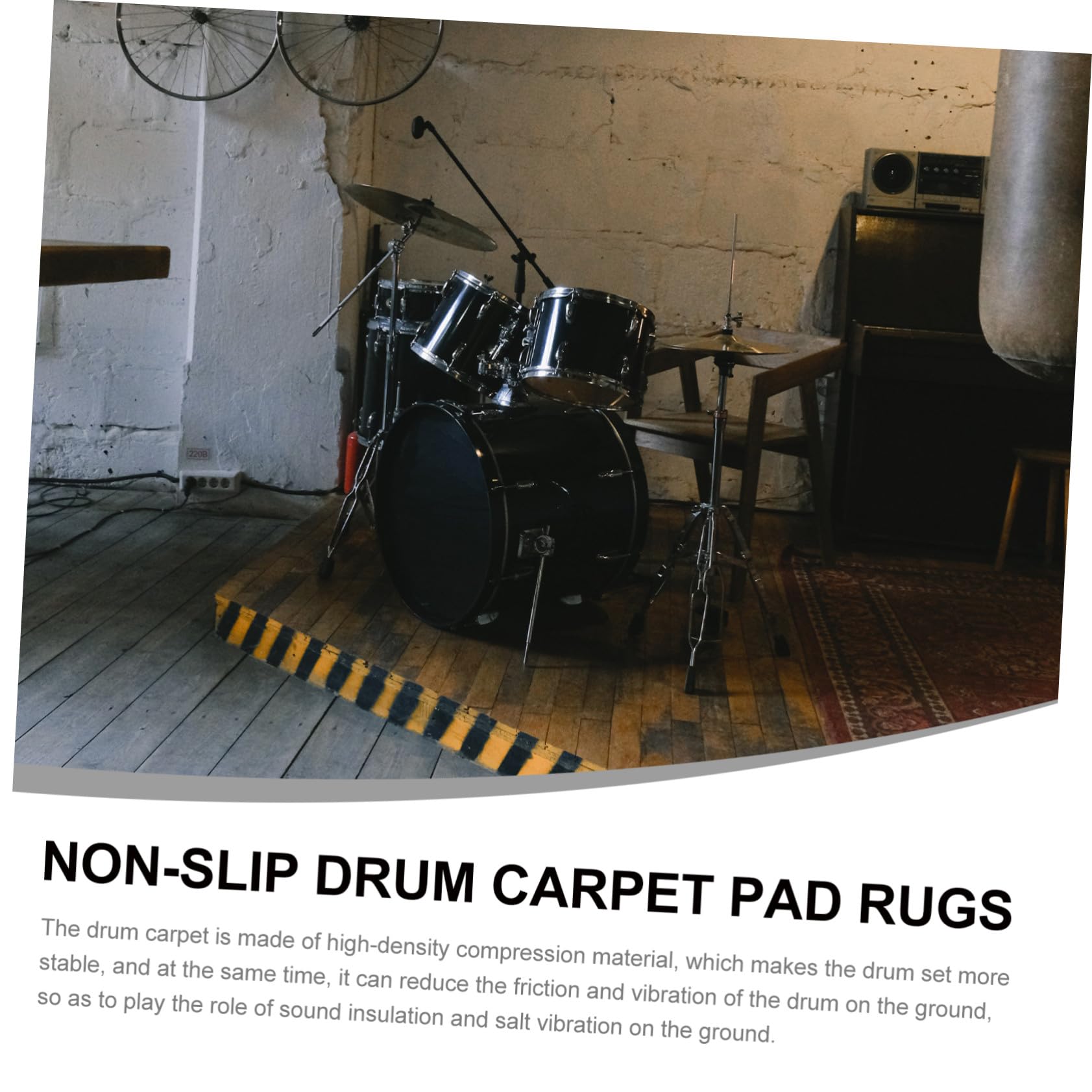 SUPVOX Tappeto Per Batteria Ispessito Antiscivolo 1,2 m Tappeto Fonoassorbente Per Batteria Jazz Elettrica Domestica Fondo Smorzante Adatto a Casa Studio e Concerto