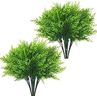 Vista 38 de CATTREE Arbustos artificiales, plantas de plástico, hierba de bambú, arbustos verdes falsos, hojas verdes, bodas, interiores, exteriores, hogar