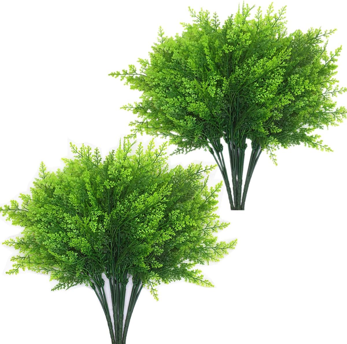 CATTREE Artificial Shrubs Bushes, Plastic Plants Fern Leaves Fake Persian Grass Wedding Indoor Outdoor Home Garden Verandah Kitchen Office Table Centerpieces Arrangements Christmas Decoration 8 pcs