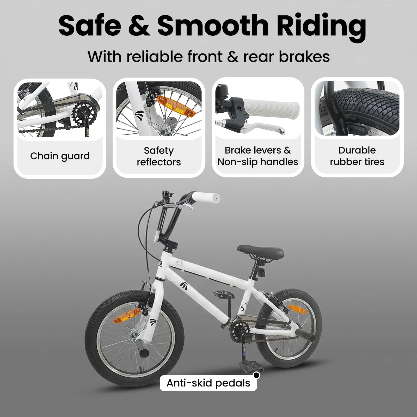 vidaXL BMX 20 Pollici per oltre 9 anni Bianco, Bici BMX classica per bambini, manubri e sella regolabili, monopla, in acciaio