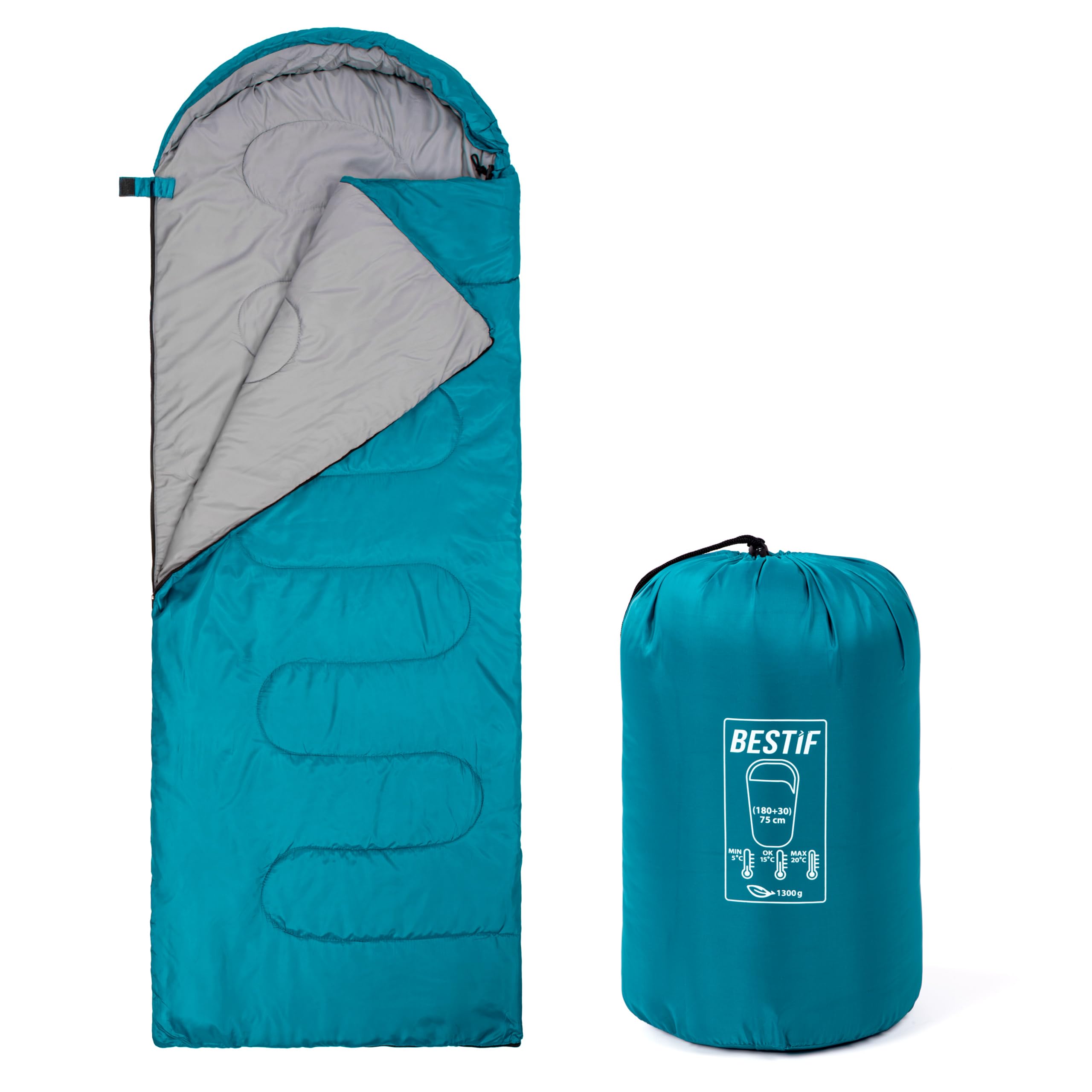 Schlafsack für Camping Outdoor Deckenschlafsack Sommer Wasserdicht Ultraleicht Kleines Packmaß Tragetasche 210x75cm