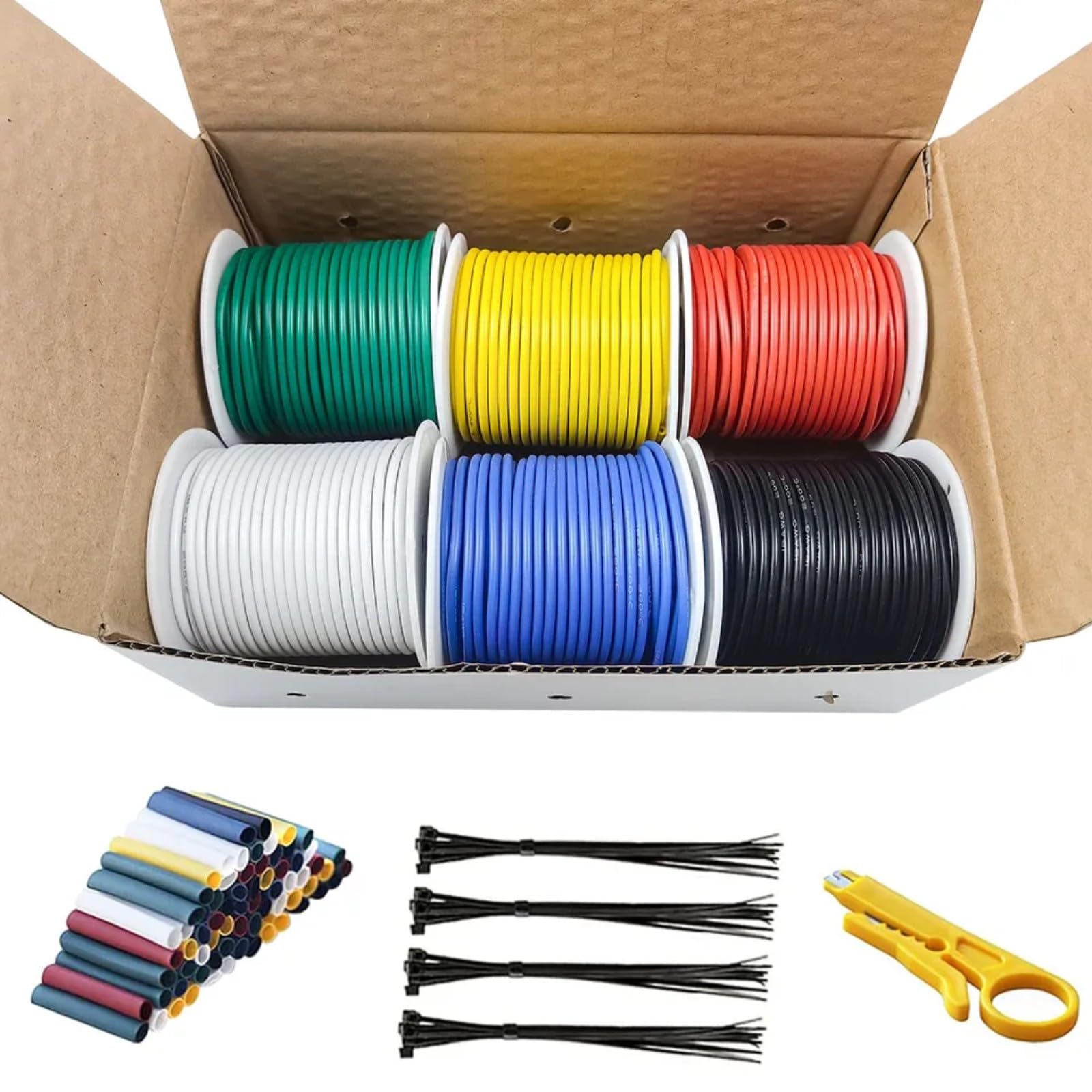 Cavi elettrici 6 Color 12-14-16-18-20-22-24-26-28-30 AWG Silicone Wire 18 Gauge(Red; 24AWG-50m)