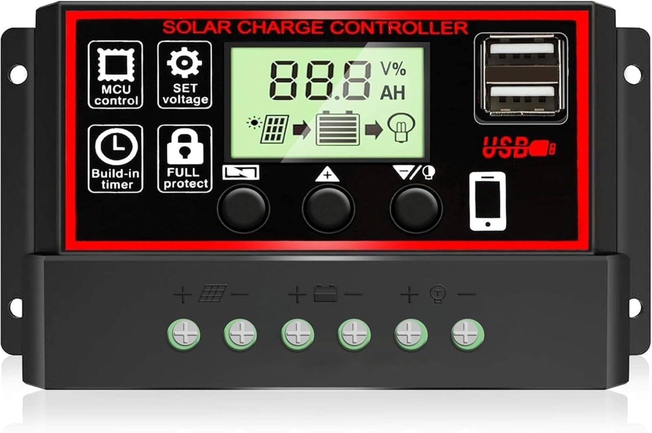 [Upgraded] Skypearll Solar Charge Controller 30A, 12V/24V Intelligent Battery Regulator for Lead Acid & Lithium Battery with LCD Display with 3A USB Port (30 AMPERE – Black)-picture-26