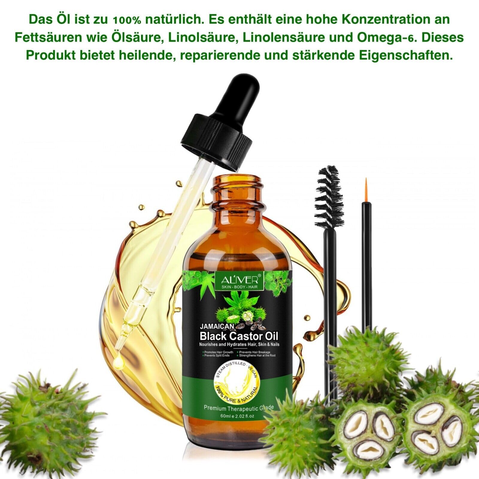P-Beauty zestaw 4 oleju rycynowego, szamponu, odżywki i maski do włosów z biotyną, pielęgnacja włosów, pielęgnacja skóry głowy – szampon, odżywka, olejek do włosów, kuracja do włosów, szampon