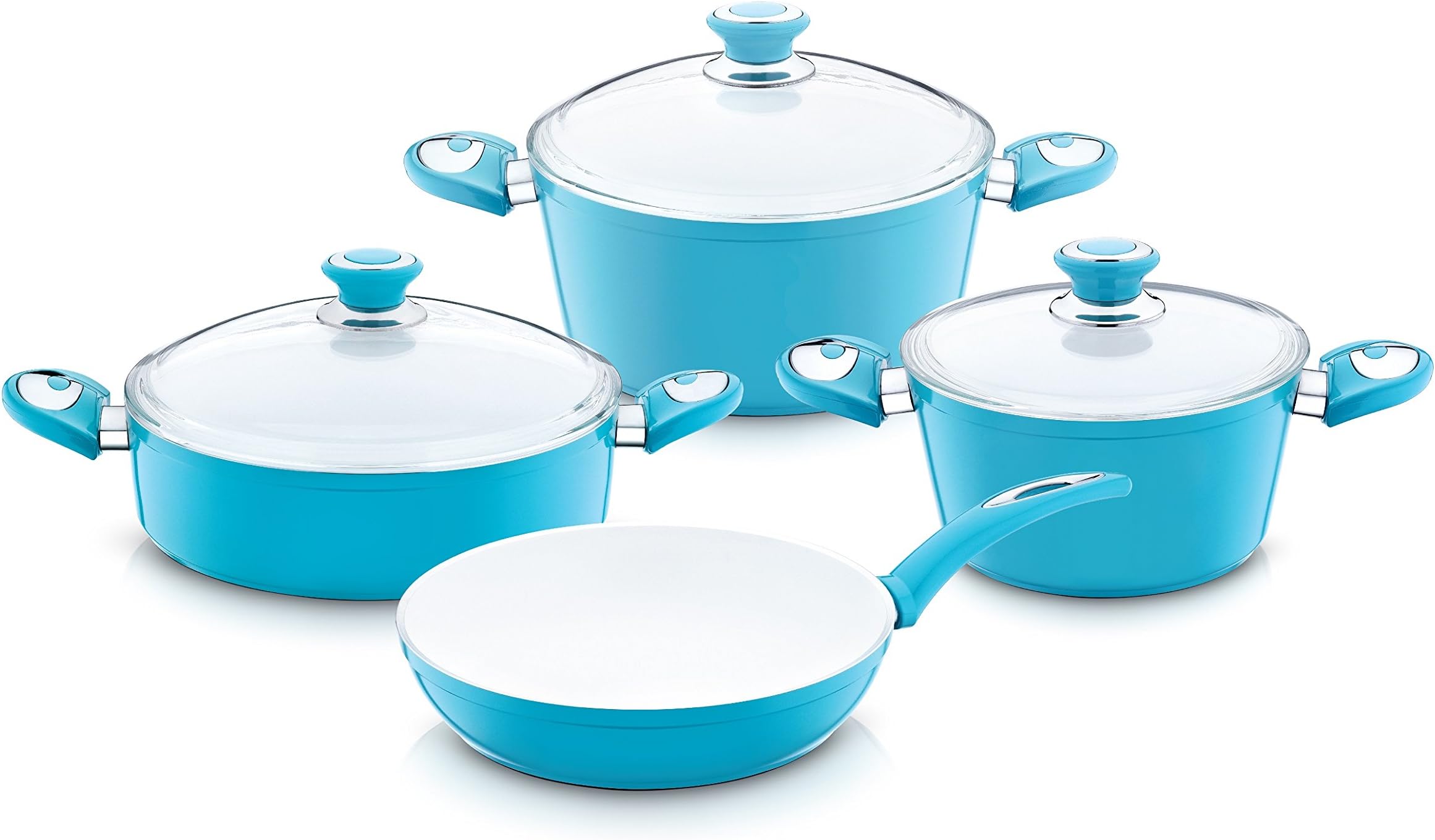 Nouval Non-Stick Ceramic Coated Cooking Set, Turquoise