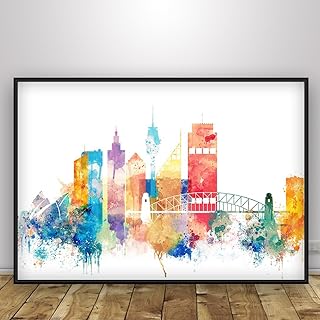 Sydney Wall Art, Australia city print, Watercolor Sydney Art, Sydney skyline, Sydney painting, Sydney poster, Sydney Travel, Sydney cityscape, Unframed print