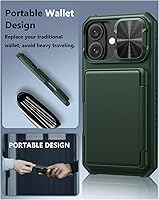 Vista 6 de ATATOO Funda tipo cartera para iPhone 16 con tarjetero (almacena 3-5 tarjetas) [bloqueo RFID] y funda deslizante para cámara, protección de grado