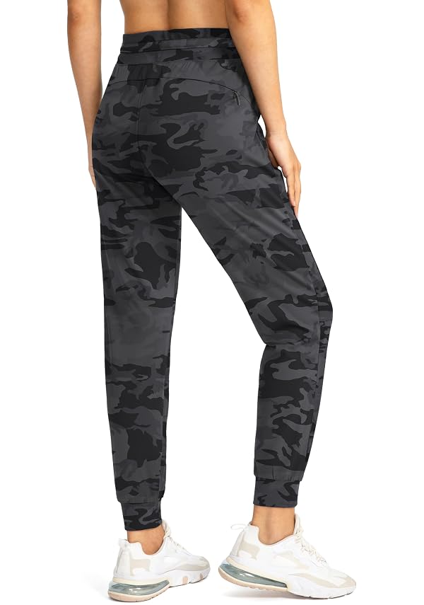 G Gradual Women's Joggers Pants with Zipper Pockets High Waisted Athletic Tapered Sweatpants for Women Workout Lounge (Black Camo, Medium) by G Gradual - Image 3