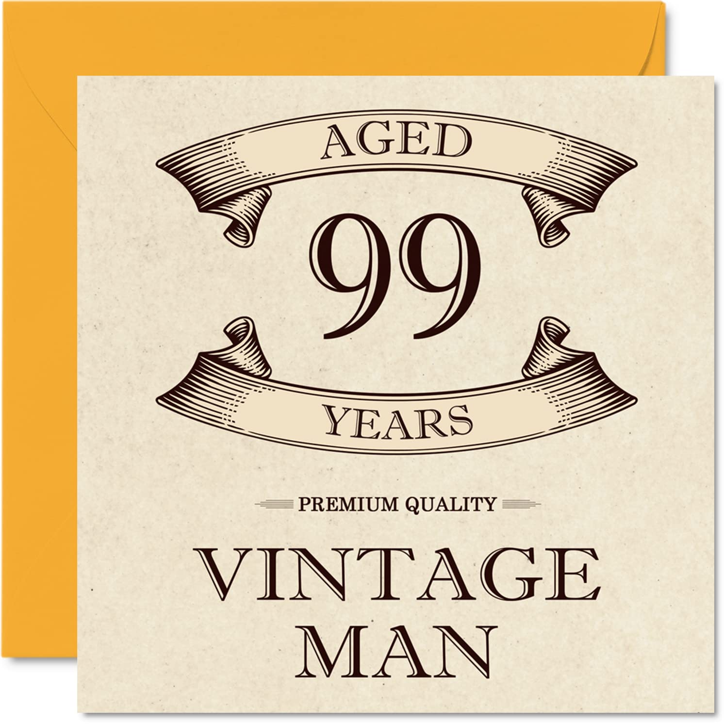 Vintage 99th Birthday Cards for Men - Aged 99 Years - Fun Birthday Card for Grandpa Dad Husband Uncle Brother Grandad, 145mm Greeting Cards, 99th Card
