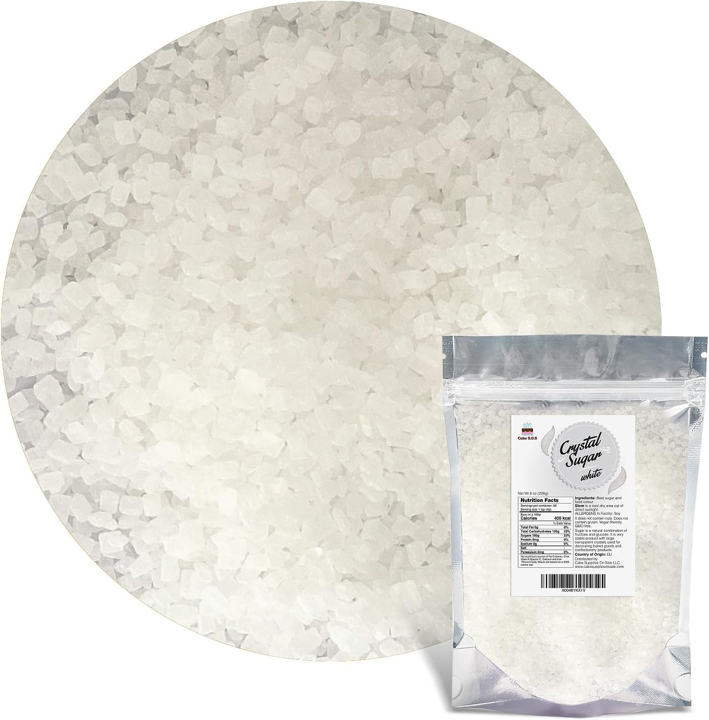 White Sugar Crystals, White Sugar Sprinkles, Cake sprinkles, Cookie sprinkles, 8 oz