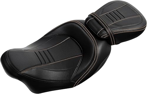 Miniatura 105 de TCT-MOTORPARTS Low-Profile Pillion 2-Up Seat Driver Passenger Seat & Rider Pad Fit For Harley Road Street Glide 2009-2023