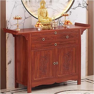 Altar Table,Buddha Niche Cabinet, Chinese Cabinet Pedestal Offering Table Bamboo Meditation Altar Personal Shrine(108cm)