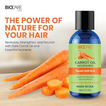 Biocare Carrot Oil Nourishing Hair Oil for Split Ends, Scalp Management and Moisture Repair - 4 oz