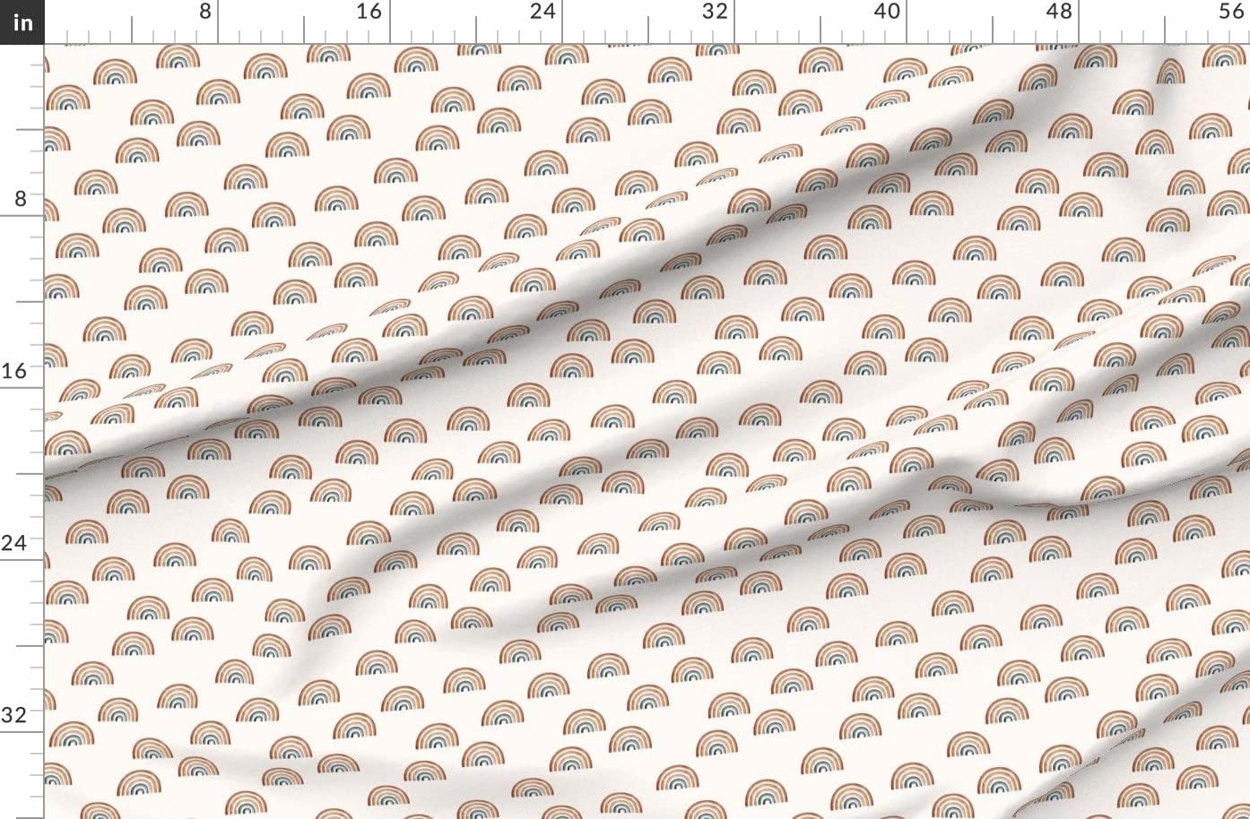 Spoonflower Fabric - Earth Tones Rainbows Watercolor Rainbow Kids Nursery Gender Neutral Printed on Organic Cotton Sateen Fabric by The Yard - Sewing Quilting Apparel Home Decor