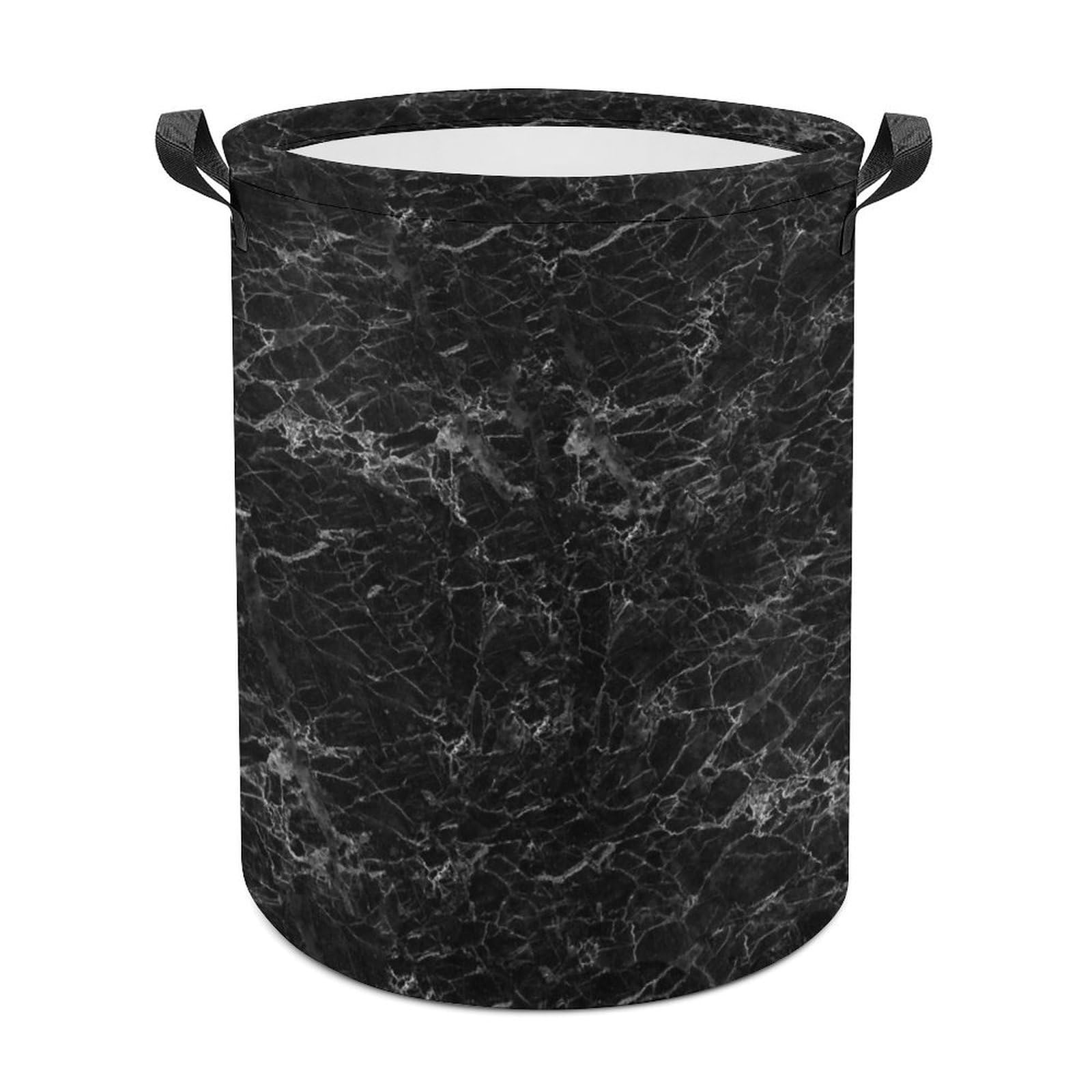Wlntrophic Laundry Hamper, Black Marble Laundry Basket, Washing Basket with Handle