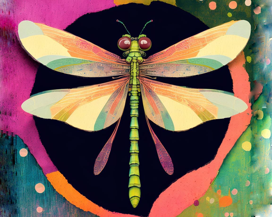 DIY Oil Painting Drawing with Brushes Paint, Paint by Number Kit for Adults,Lotus and Dragonfly Decoration 40X50cm