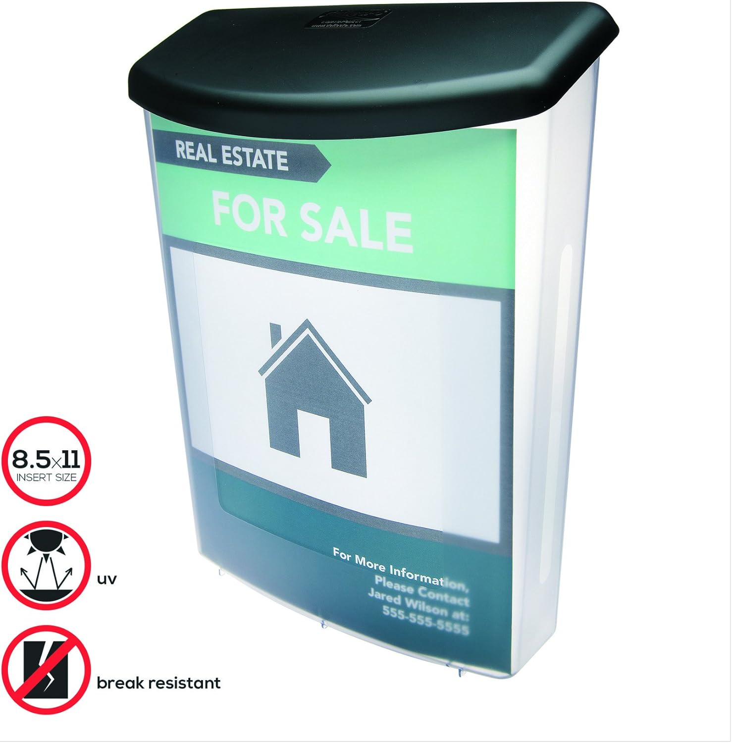 Deflecto 790901 Outdoor literature display box, clear with black lid, 10w x 4-1/2d x 13-1/8h