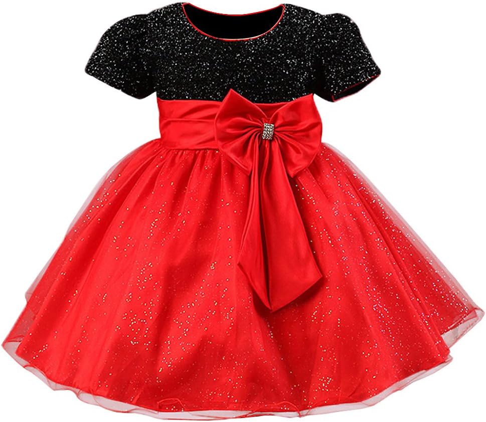 Toddler Girls Christmas Party Dress Bow Elegant Brilliant Tulle Lace Bridesmaid Wedding Birthday Dress 2-8 Years