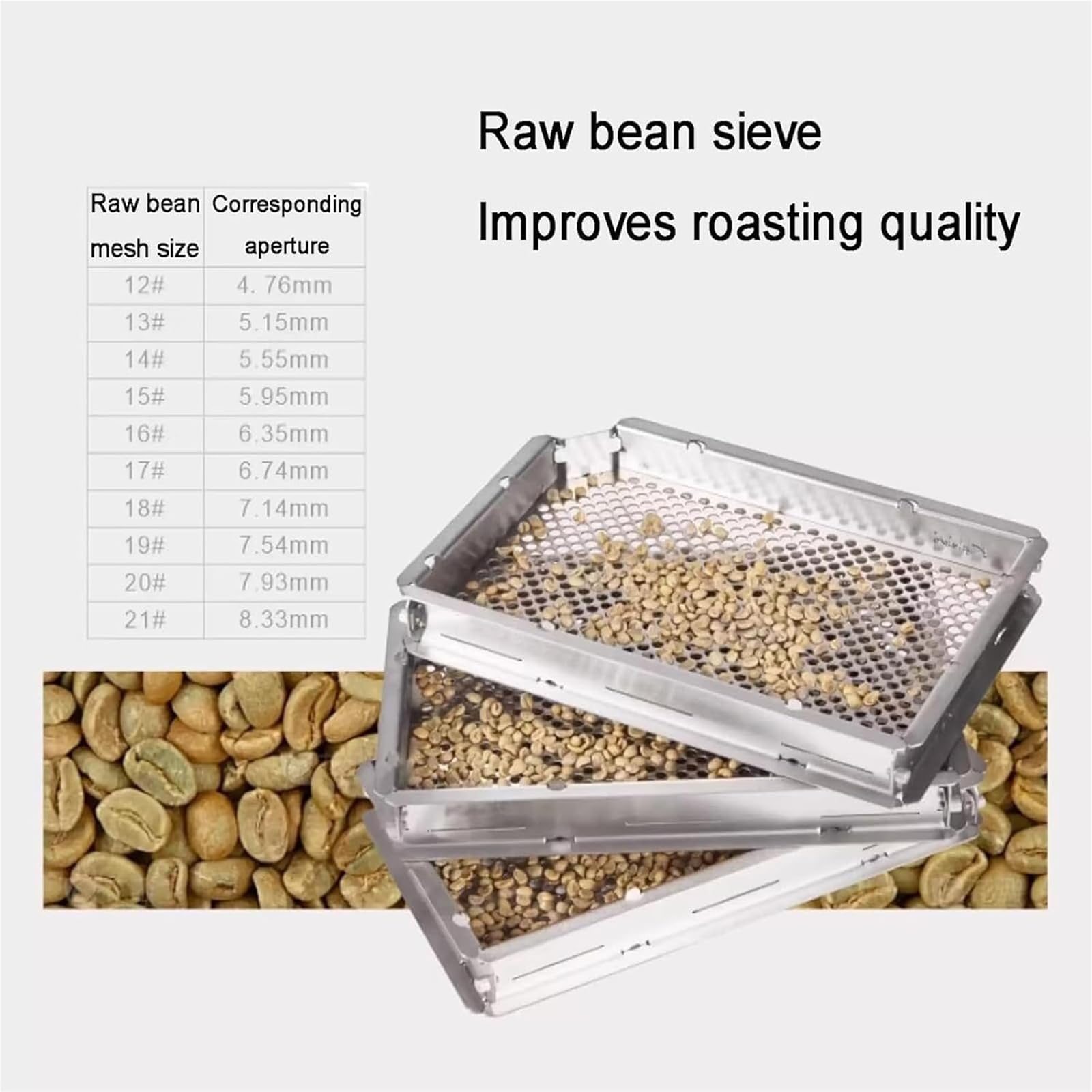 Juego de tamices de clasificación de granos de café, pantalla de precisión de acero inoxidable con 5 marcos y 10 capas desmontables para asar y preparar café