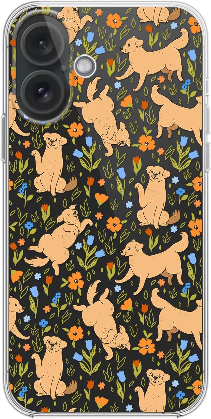 for iPhone 17 Case, Cute Golden Retriever Design Floral Dog Case image 2