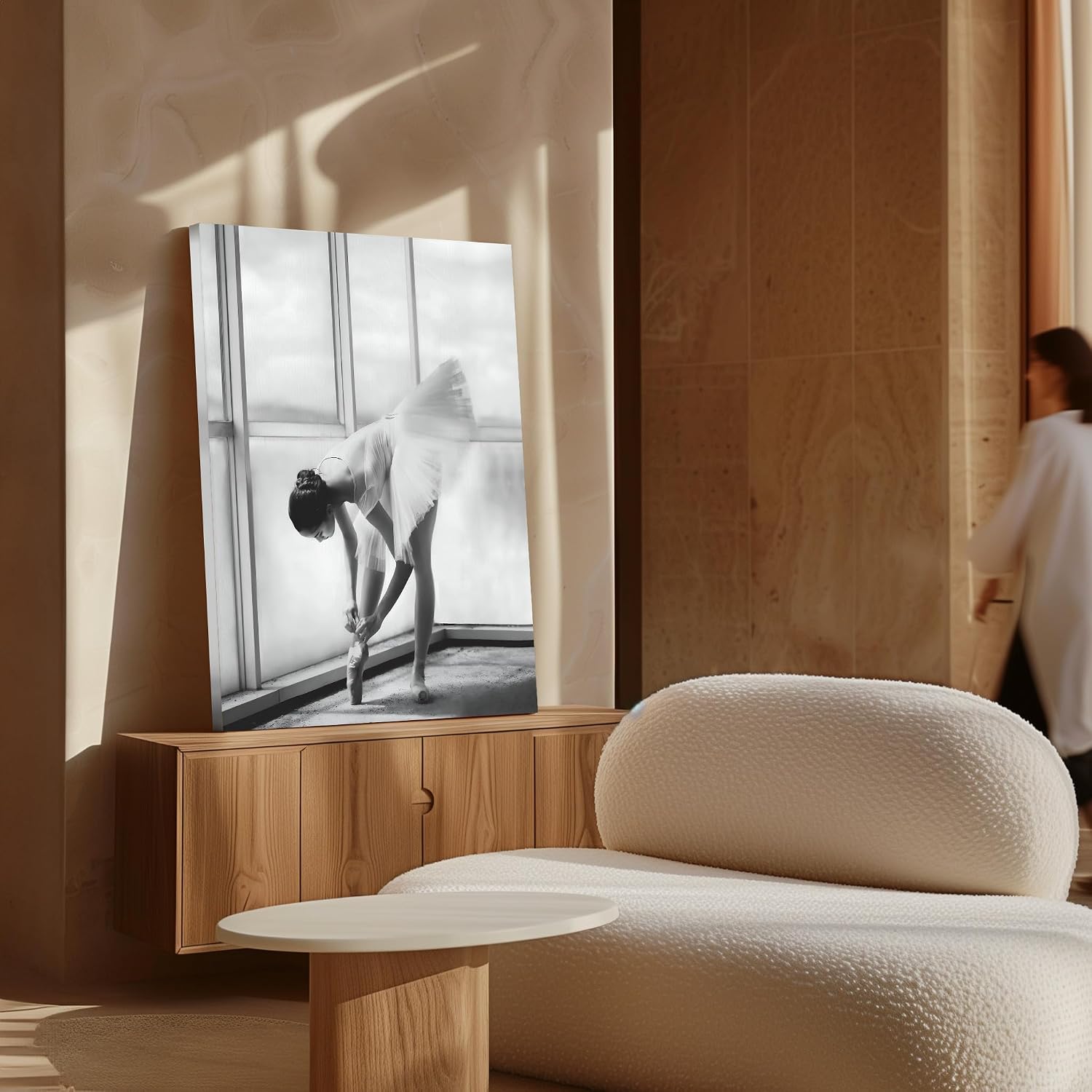 Poster Master Ballerina Preparation Canvas - Ballet Dancer Print - Dance Art - Black & White Photography - Modern Art - Bedroom or Dance Studio Wall Decor - 8x10 STRETCHED Canvas