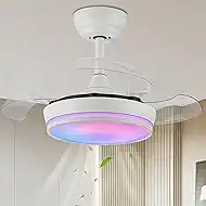 30" RGB Ceiling Fan with Light Chandelier Fan Modern Fandelier Dimmable LED 6-Speed Reversible, Remote APP Control