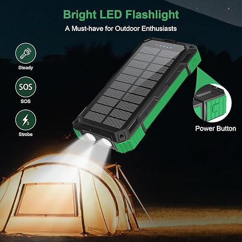 Miniatura 5 de Cargador solar de 49800 mAh, cargador de teléfono portátil inalámbrico, 22.5 W QC3.0 de carga rápida, 4 cables integrados con USB C, 6 salidas y 2