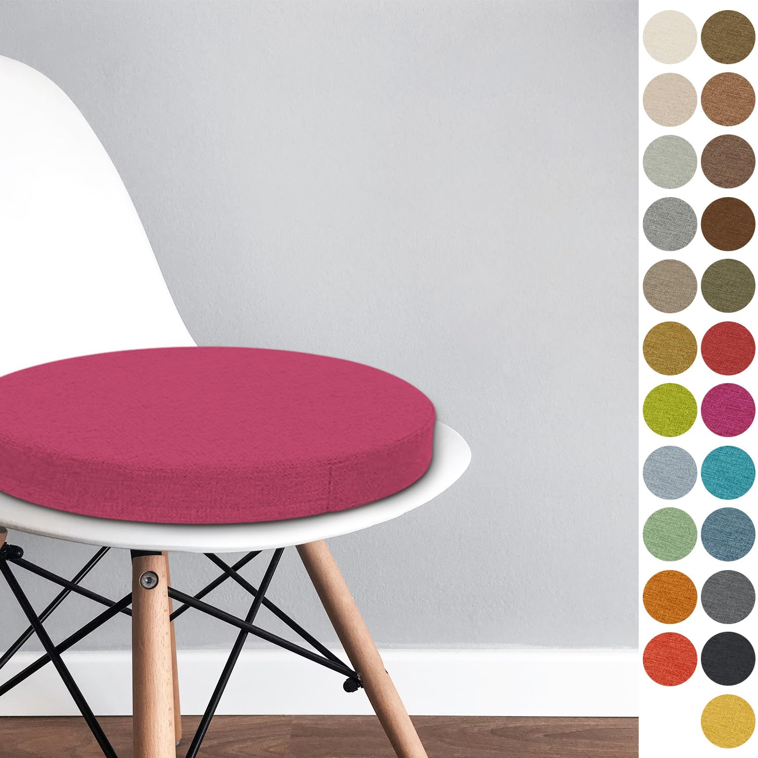 Round Chair Pad 50x50x8 CM Bistro Circular Chair Cushion Garden Kitchen Dining Chair Seat Cushion Memory Foam Chair Seat Pad,Color#23 rose purple — image 1