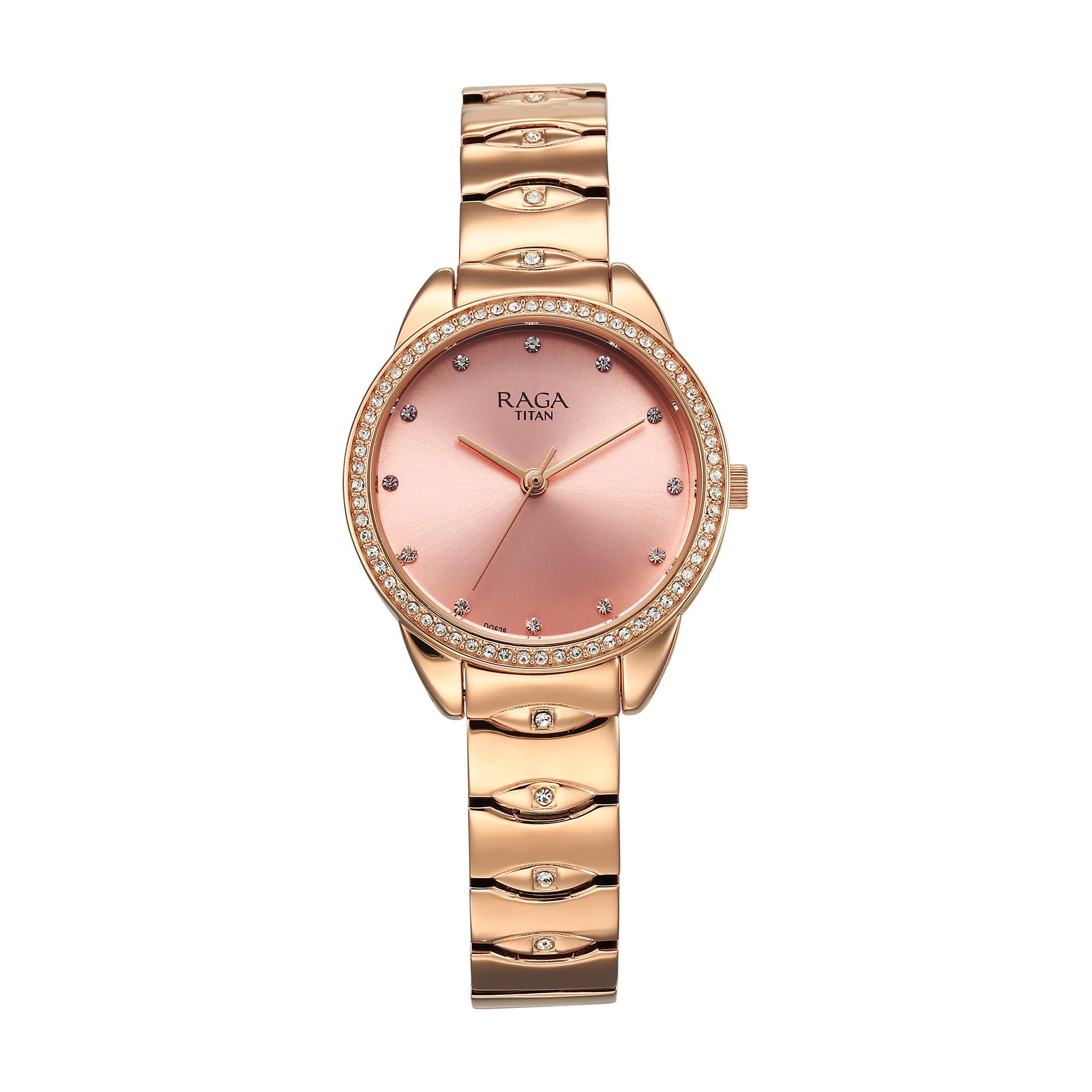 TitanTitan Raga Showstopper Quartz Analog Pink Dial Rose Gold Metal Strap Watch for Women - NT95281WM01