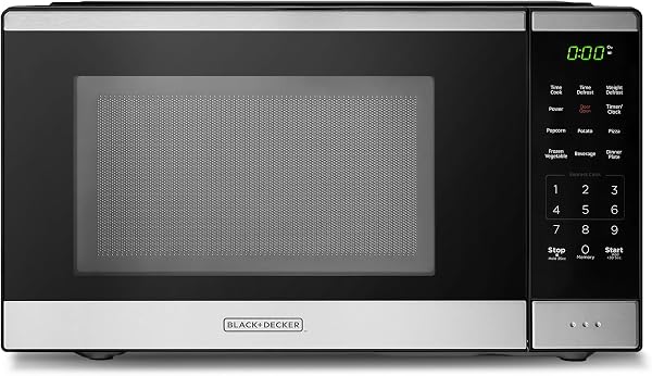 BLACK+DECKER Countertop Microwave Oven 0.9 Cu Ft, 6 Auto Menus, Child Lock, Memory Function, 10 Power Levels, Easy One-T