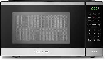 BLACK+DECKER Countertop Microwave Oven 0.9 Cu Ft, 900W, 6 Auto Menus, Child Lock, Memory Function, 10 Power Levels, Digital Panel